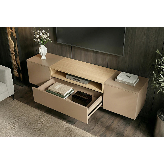 TV-skrinka 47809 Loft 160cm Sivá/Prírodná Dub Dyha