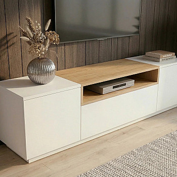 TV-skrinka 47810 Loft 160cm Biela/Prírodná Dub Dyha