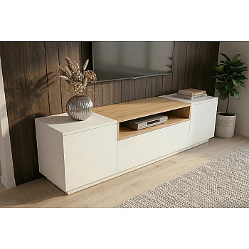 TV-skrinka 47810 Loft 160cm Biela/Prírodná Dub Dyha