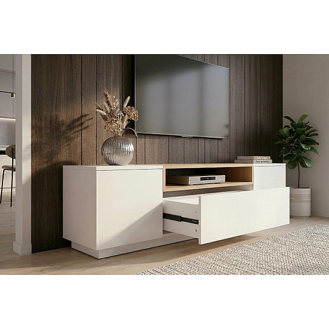 TV-skrinka 47810 Loft 160cm Biela/Prírodná Dub Dyha