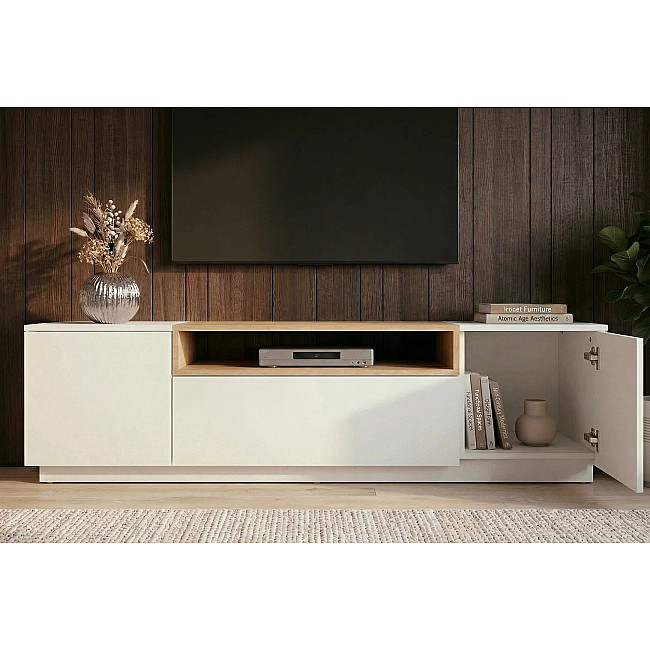 TV-skrinka 47810 Loft 160cm Biela/Prírodná Dub Dyha