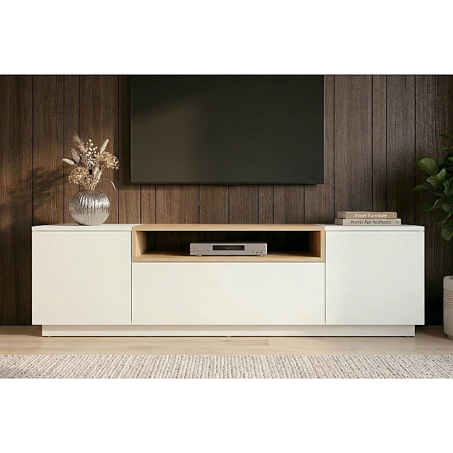 TV-skrinka 47810 Loft 160cm Biela/Prírodná Dub Dyha