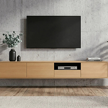TV-skrinka 47816 Loft 200cm Prírodná Dub Dyha/Čierna