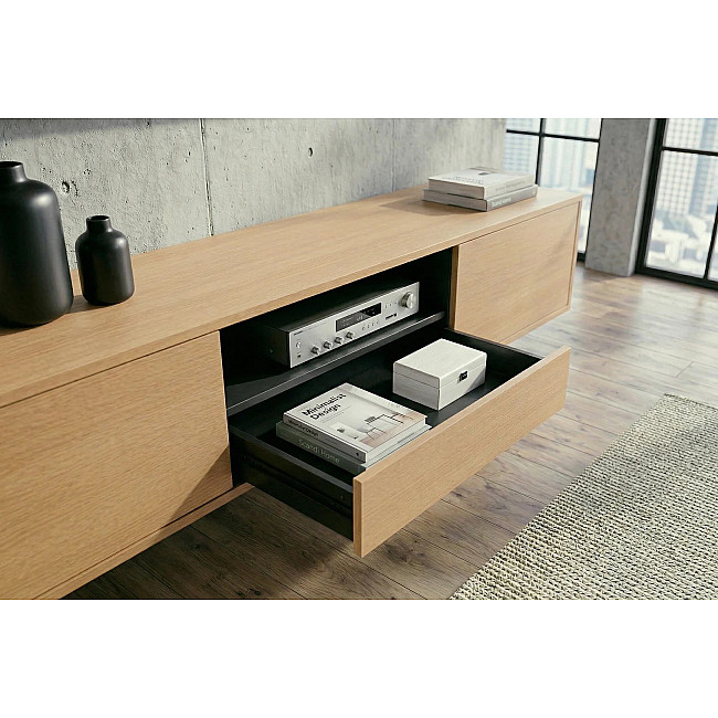 TV-skrinka 47816 Loft 200cm Prírodná Dub Dyha/Čierna