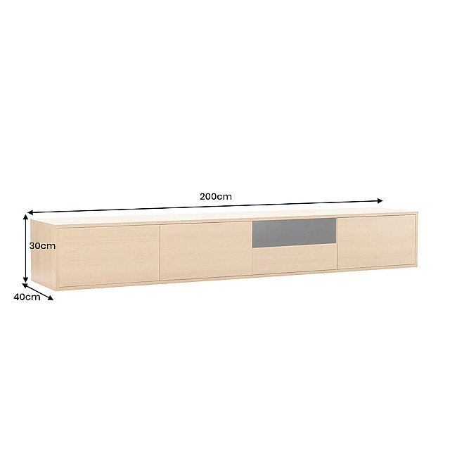 TV-skrinka 47816 Loft 200cm Prírodná Dub Dyha/Čierna