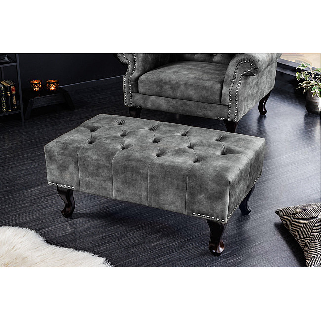 Taburetka 43521 Chesterfield Zamat šedá Taburetka 43521 Chesterfield Zamat šedá