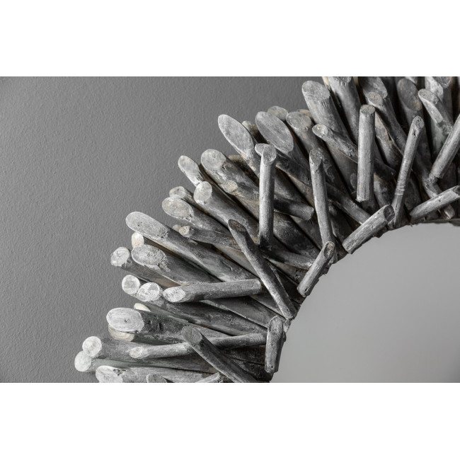 Zrkadlo 38796 Ø80cm Drevo Teak Šedé Zrkadlo 38796 Ø80cm Drevo Teak Šedé