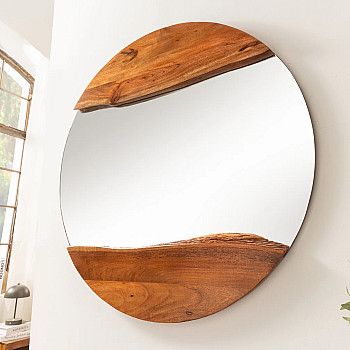 Zrkadlo 46492 Living Edge Ø100cm Drevo Acacia