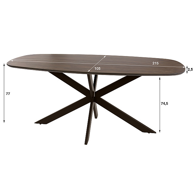 Jedálenský stôl 29-77B Arhus 215x105cm Drevo Hnedá Acacia