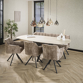 Jedálenský stôl 45-72 Romano 215x105cm 3D Ceramic Travertine