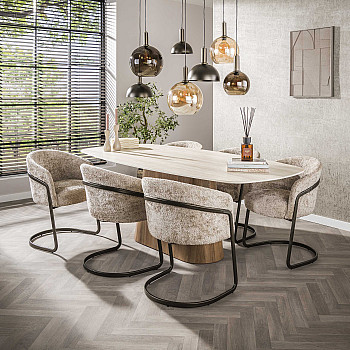 Jedálenský stôl 45-73 Romano 215x105cm Ceramic Travertine