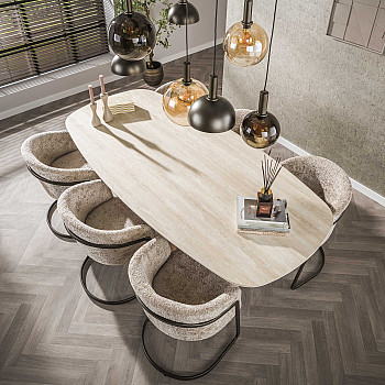 Jedálenský stôl 45-73 Romano 215x105cm Ceramic Travertine