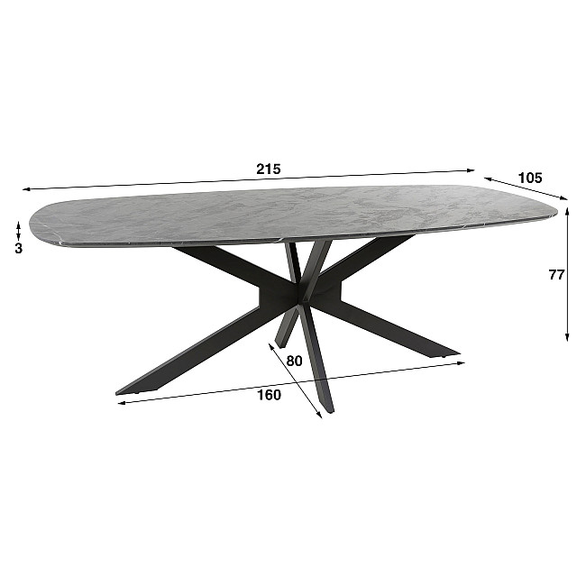 Jedálenský stôl 56-49 Danish Ovál 215x105cm