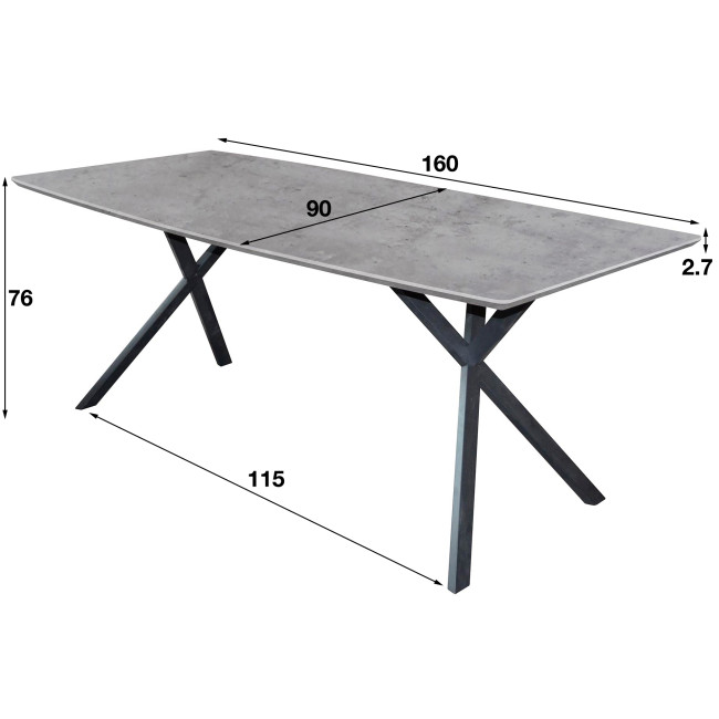 Jedálenský stôl 56-85 160x90cm Betón optik