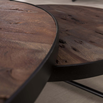Konferenčný stôl 21-15 Ø90/70cm 2-set Drevo Acacia vitage hnedá