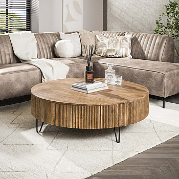 Konferenčný stôl 23-33 Wave Ø120cm Drevo Mango
