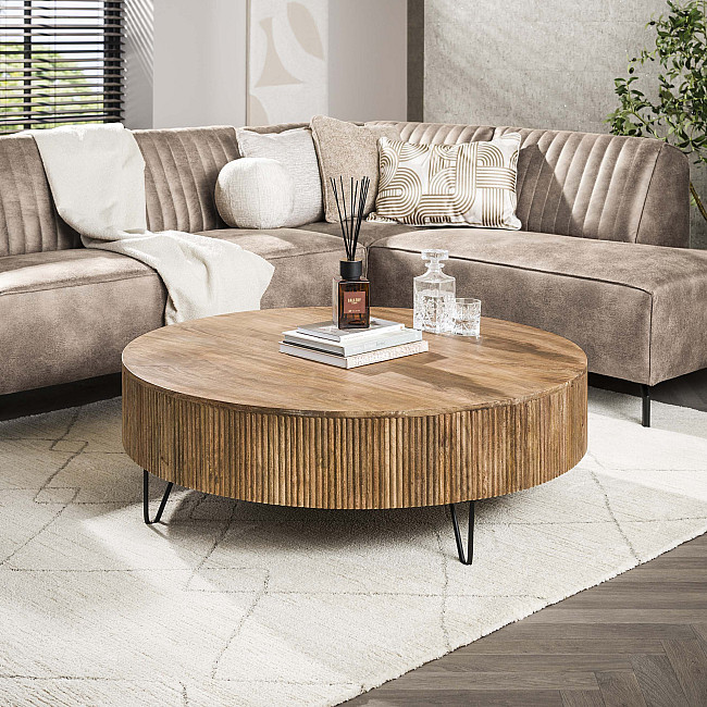 Konferenčný stôl 23-33 Wave Ø120cm Drevo Mango
