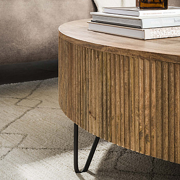 Konferenčný stôl 23-33 Wave Ø120cm Drevo Mango