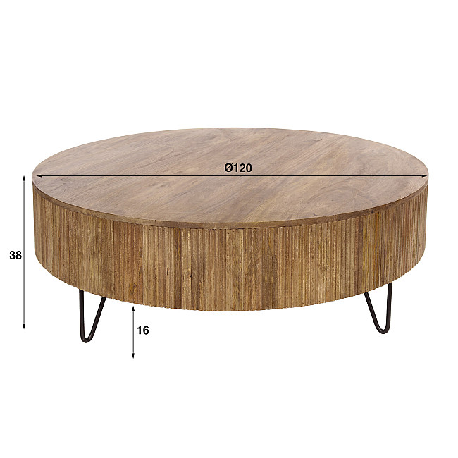 Konferenčný stôl 23-33 Wave Ø120cm Drevo Mango