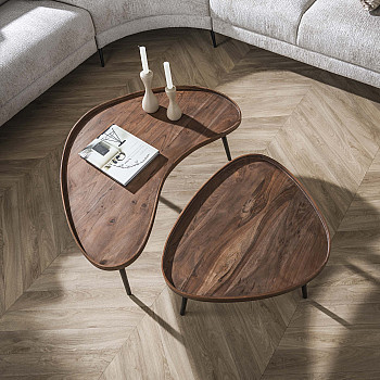 Konferenčný stôl 30-17 Carve 2-set Drevo Acacia