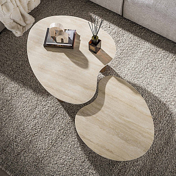 Konferenčný stôl Ceramo 2-set 3D ceramik Travertine