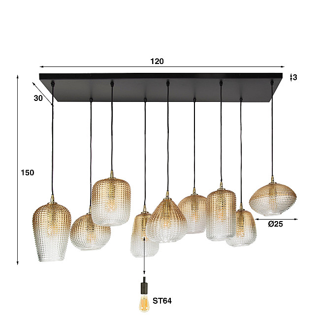 Luster 70-96 Stripe 5+4L Jantar Glass