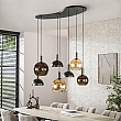Luster 75-00 Cluster 4+3L Brown + Jantar Glass