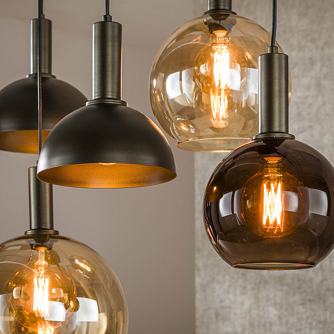 Luster 75-00 Cluster 4+3L Brown + Jantar Glass