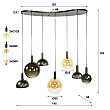 Luster 75-00 Cluster 4+3L Brown + Jantar Glass
