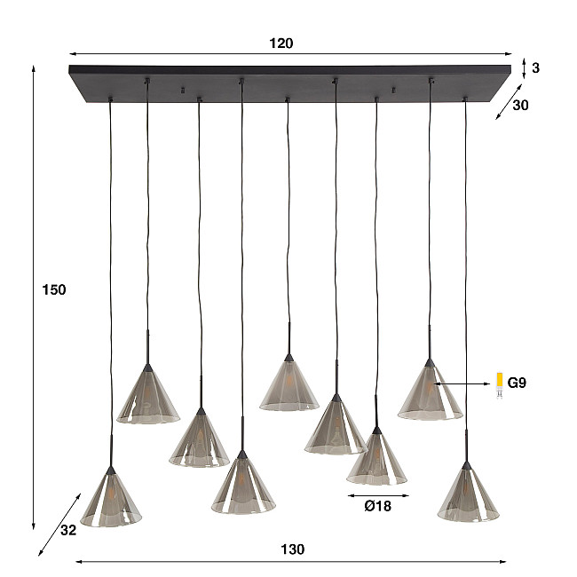 Luster 5+4L Conic Smoke Grey Glass