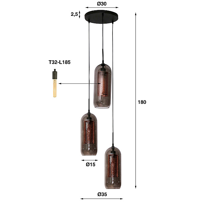Luster 78-30 3L Smoke Glass Luster 78-30 3L Smoke Glass