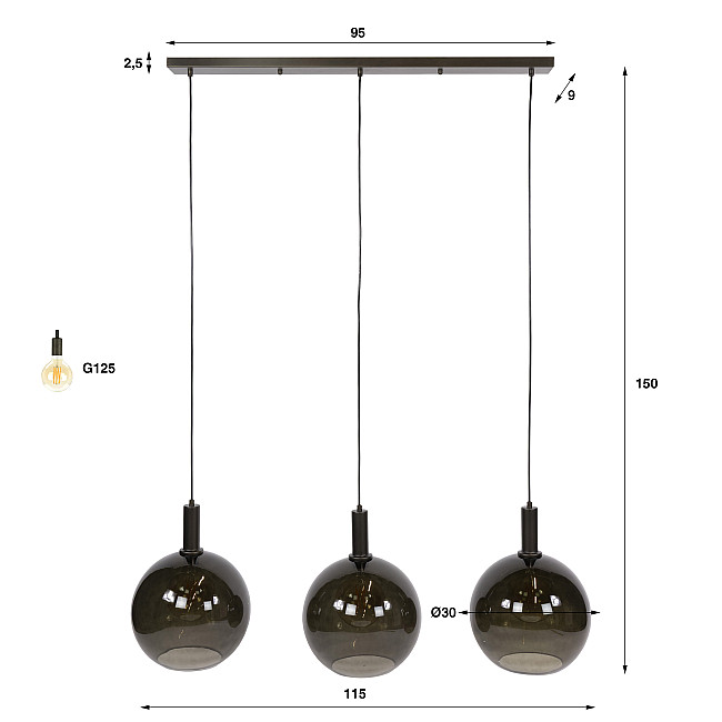 Luster 79-10S Sfere 3L Brown Glass