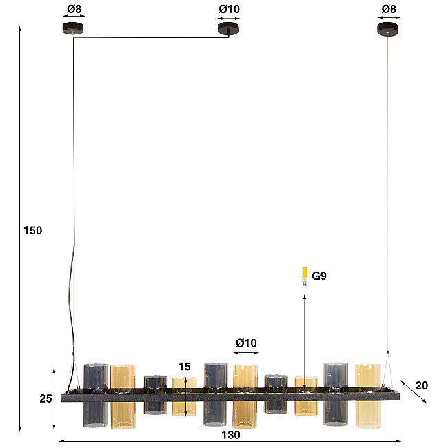 Luster 79-22 Cylinder 10L Chromed - Jantar Glass