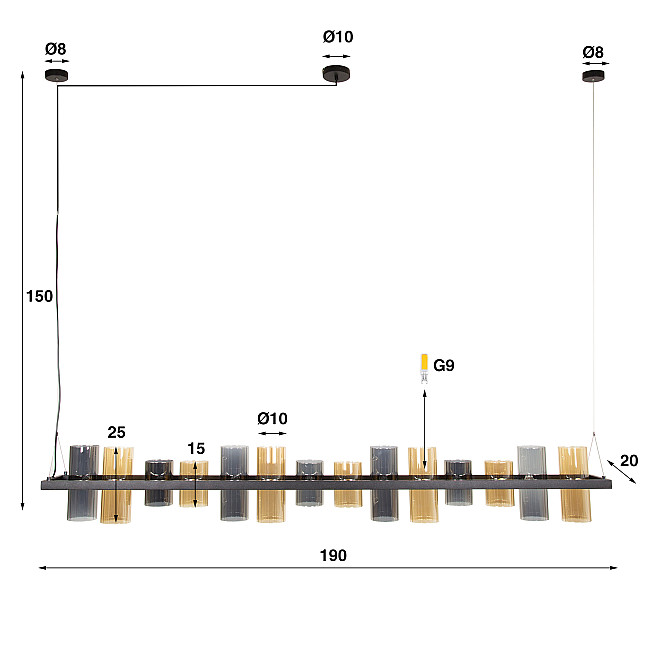 Luster 79-24 Cylinder 14L Chromed - Jantar Glass