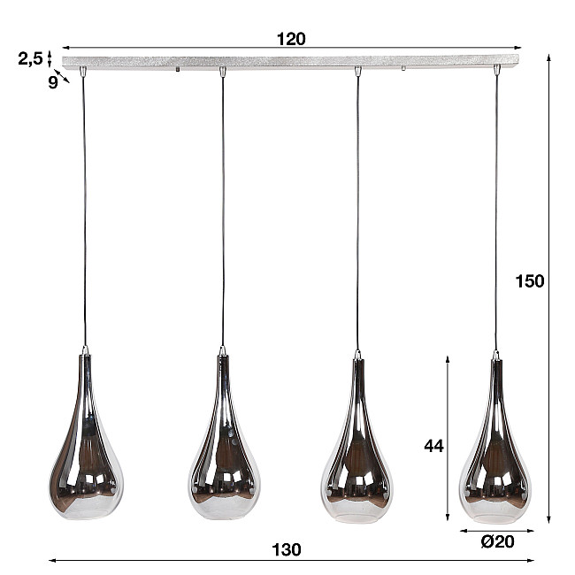 Luster 83-08 4 x Ø20cm Chromed glass