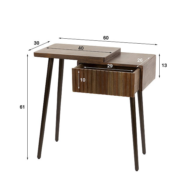 Nočný stolík 30-14 Carve Drevo Acacia - Ľavý