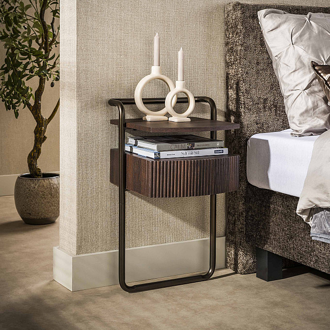 Nočný stolík 57-16 Bend Tmavo hnedý Dub - dyha