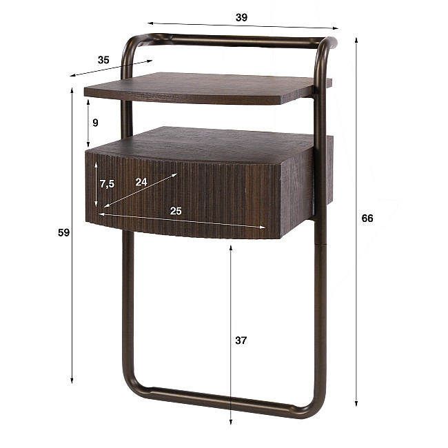 Nočný stolík 57-16 Bend Tmavo hnedý Dub - dyha