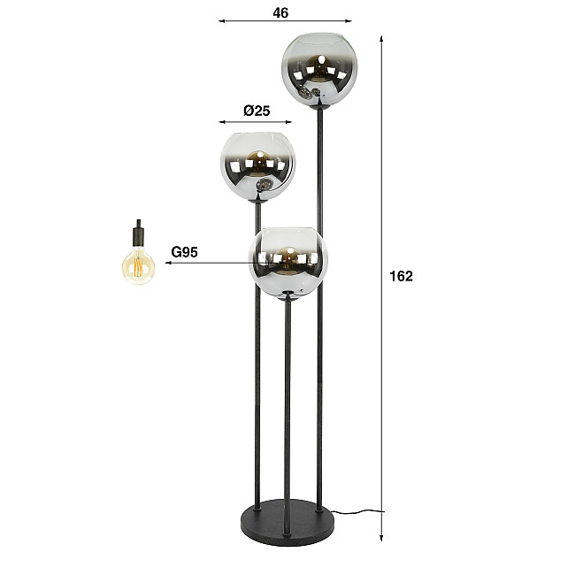 Stojaca lampa 71-09 Bubble 3L Smoked Glass