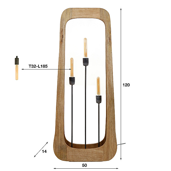 Stojaca lampa 72-95 Bray 3L Drevo Mango