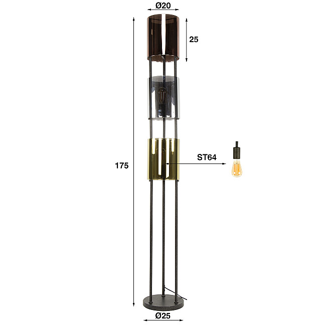 Stojaca lampa 73-45 Lucente 3L Multicolour Glass