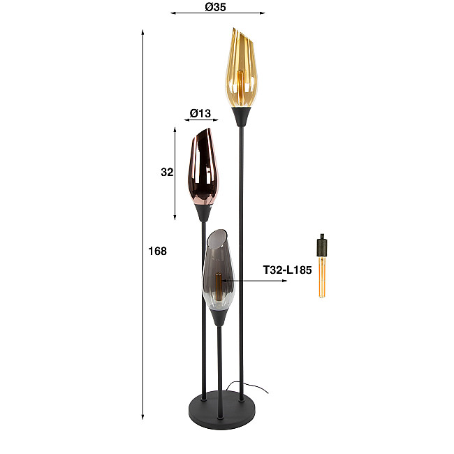 Stojaca lampa 76-90B Cocoon 3L Multicolour glass