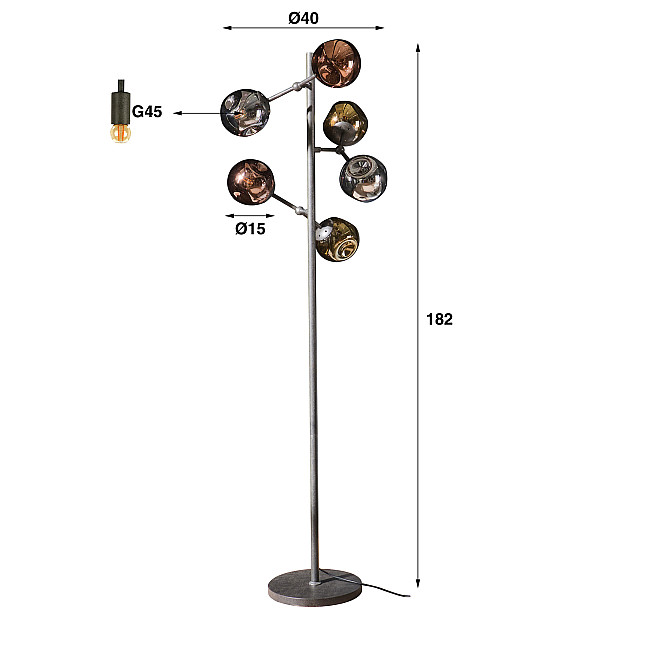 Stojaca lampa 77-77 6L Molecule Mix Glass