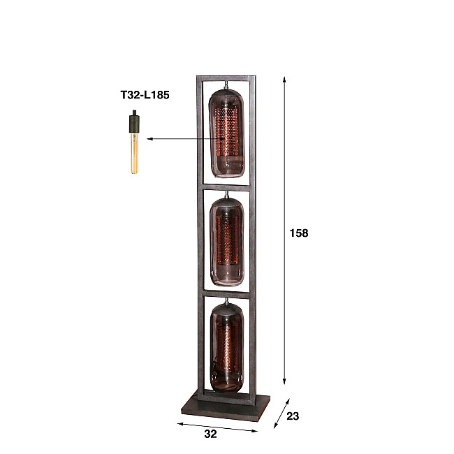 Stojaca lampa 78-37 3L Tower Smoked Glass Stojaca lampa 78-37 3L Tower Smoked Glass