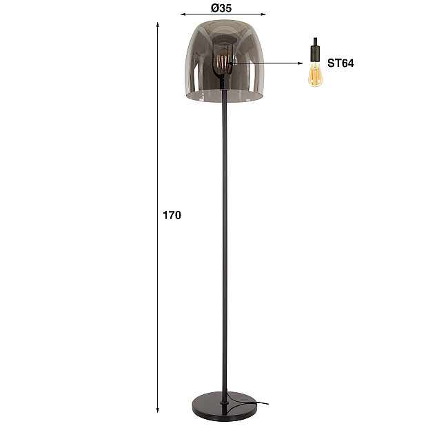 Stojaca lampa 80-13 Drift 1L Smoke Grey Glass
