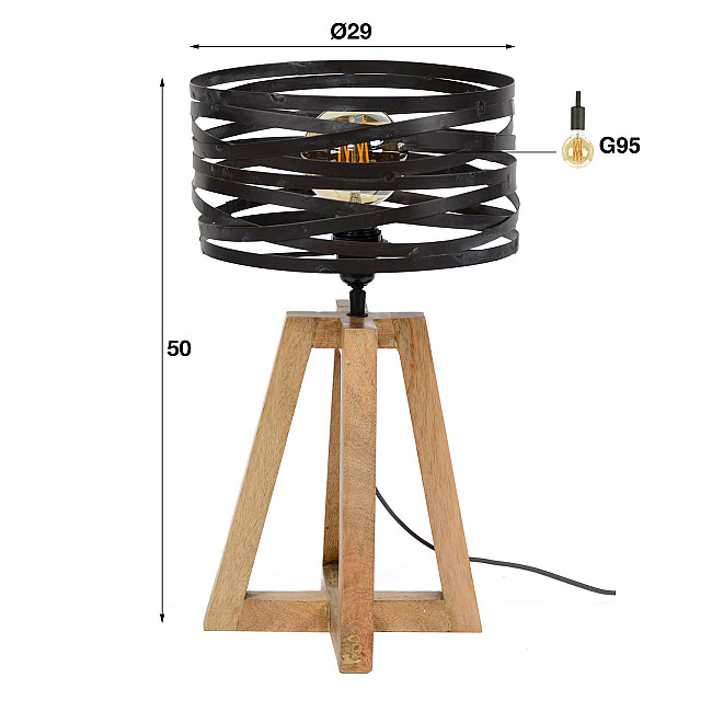 Stolová lampa 76-71 Twist 1L Drevo Mango