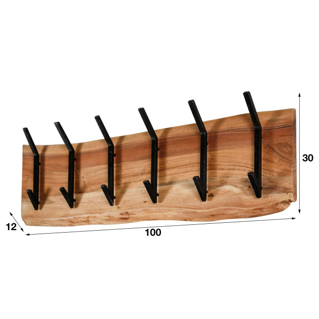 Vešiak 24-82 Edge 2x6 Hooks Drevo Acacia