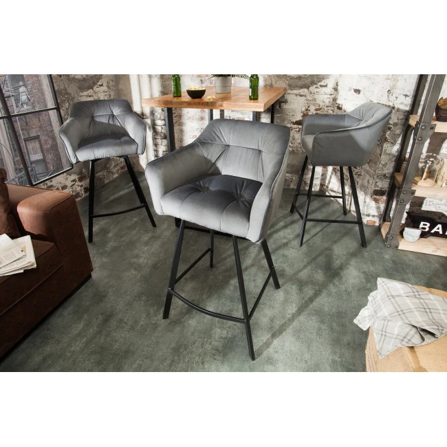 Barová stolička 39079 Loft Zamat Strieborno šedá