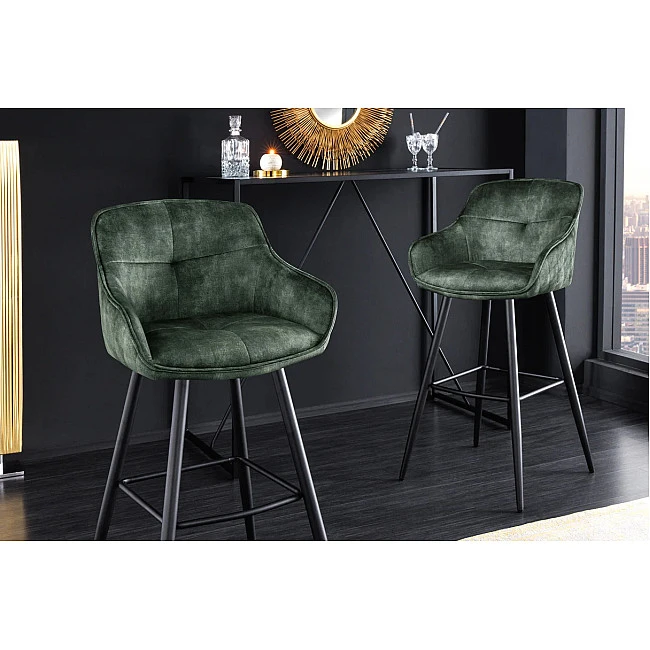 Barová stolička Euphoria 43688 Zamat - Tmavozelená