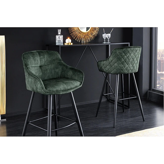 Barová stolička Euphoria 43688 Zamat - Tmavozelená